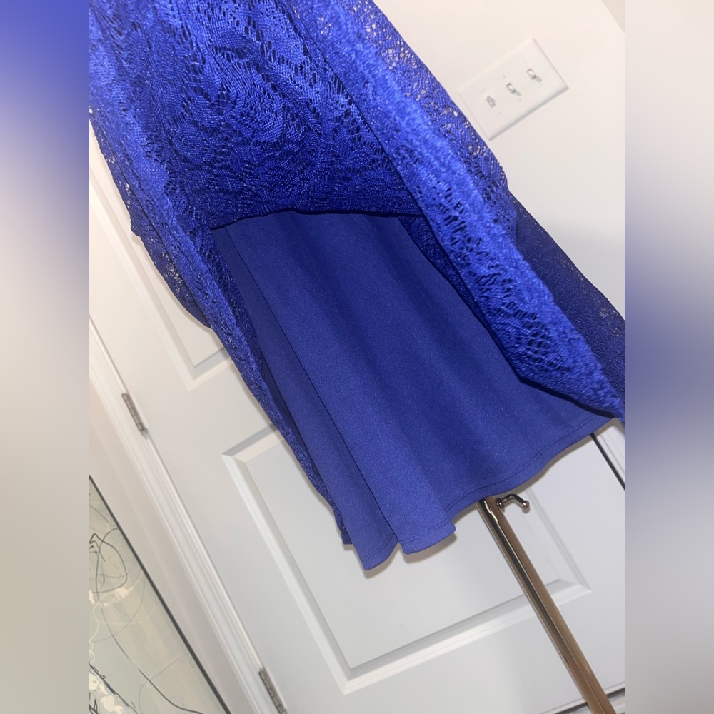 Kasper Royal Blue Lace Midi Dress with Cap Sleeves - Picture 5 of 9